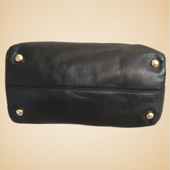 Michael Kors Black Leather Satchel Handbag Top Handles Only - Picture 4 of 12